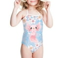 thumbnail image 2 of SEANATIVE One Piece Bathing Suit Size 5-6 Years Cherry Blossom Axolotl Beach Swimwear for Vacation Quick Dry Lace Up Swimsuit for Kids Girls, 2 of 5