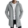 thumbnail image 4 of FSYBOA Men's Zipper Hoodies Size 3XL, Casual Winter Loose Fit Long Sleeve Long Hooded Jackets Gray, 4 of 6