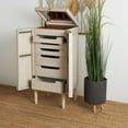 thumbnail image 2 of DecMode 20" x 47" Light Gray Wooden Oval Rattan Jewelry 2 Door, 6 Drawer, and 32 Hook Geometric Cabinet with Mirrored Lift Top, 1-Piece, 2 of 17