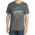 thumbnail image 2 of Wild Bobby, Nautical Striper Fresh & Salt Diamond, Fish, Garment-Dyed Washed Look Short Sleeve Tees, Charcoal, Medium, 2 of 3