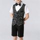 thumbnail image 5 of Odeerbi Chicos Niñas 4 Pcs Caballero Traje Formal Camisa de Vestido de Manga Corta + Chaleco de Lentejuelas + Traje Pantalones Cortos + Pañuelo, 5 of 7