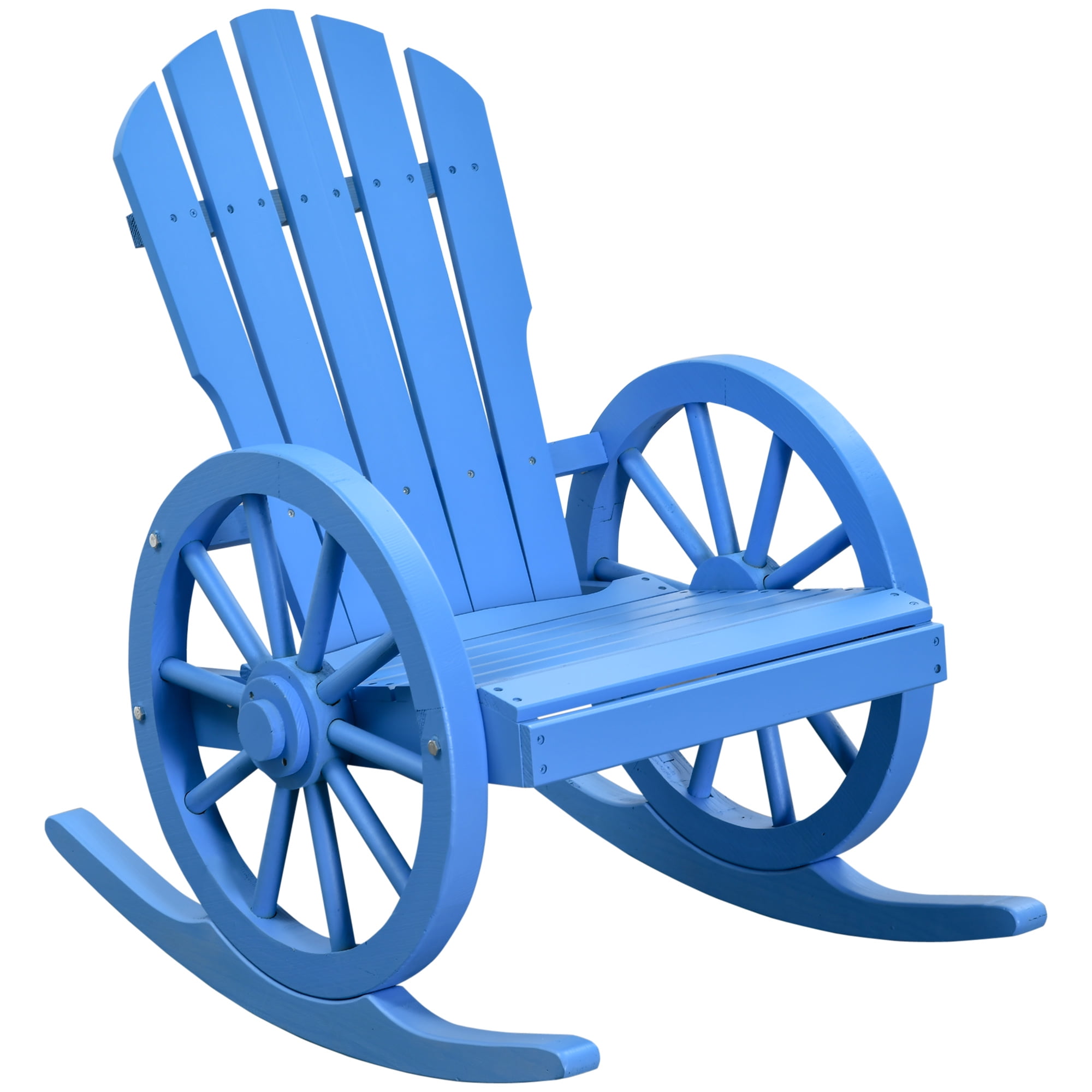 Outsunny Wagon Wheel Adirondack Rocking Chair, Blue - Walmart.com