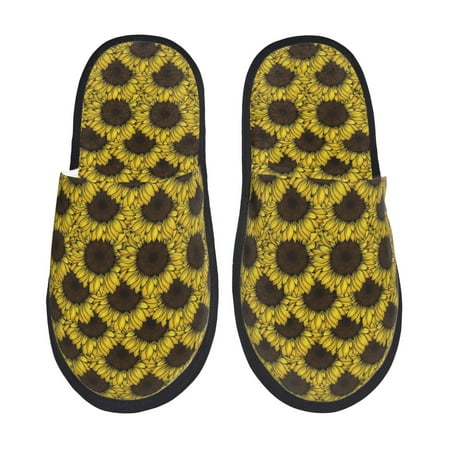 

Fuzoiu Sunflowers 3 Print Unisex Furry Slippers Plush Indoor Shoes Trendy House Slippers Anti-Skid EVA Sole House Shoes for Home Office and Travel -Medium