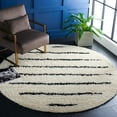 thumbnail image 2 of SAFAVIEH Venus Anuki Striped Shag Area Rug, 6'7" x 6'7" Round, Ivory/Black, 2 of 8