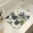thumbnail image 4 of Yayeee Dish Drying Mat for Kitchen Counter 16" x 18" Microfiber Super Absorbent Coffee Decorative Pad, Navy Flower, 4 of 9