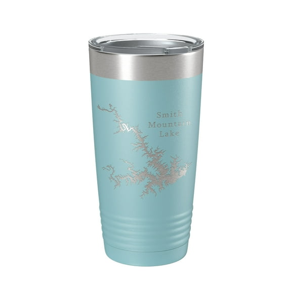 Smith Mountain Lake Map Tumbler Travel Mug Insulated Laser Engraved Coffee Cup Virginia 20 oz Light Blue