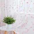 thumbnail image 5 of LingStar pink 52"x63" 2 Panels Semi Sheer Curtains, Leaf Embroidered Grommet Voile Drapes for Living Room, Bedroom, ​Window Treatments Curtain, 5 of 5