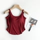 thumbnail image 2 of Camiseta interior de color liso con relleno en el pecho para mujer: camiseta sin mangas adelgazante 80 % algodón y spandex para deporte y ropa exterior., 2 of 7