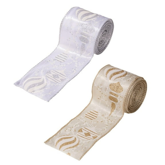 Elegant Silver/Gold Christmas Tree Ribbon - Diy Decoration For Holiday Bows