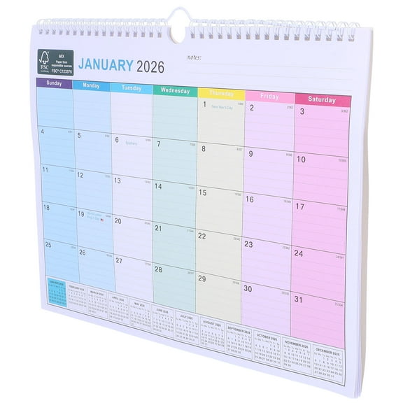 PTOOTP Large Hanging Wall Calendar 2026 to 2027 with Sturdy Paper Spiral Bound Monthly Planner for Office and Home