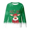 thumbnail image 4 of Fiaer Christmas Crewneck Sweatshirts Women Reindeer Snowflake Graphic Pullover Oversized Long Sleeve Loose Fit Xmas Tops Green XXXL, 4 of 4