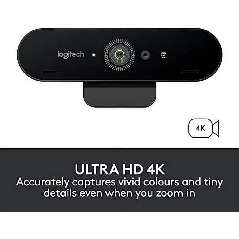 Logitech 4K Pro Webcam, 4K Resolution at 30 fps, Auto Focus, Wide 90°  Diagonal Field of View, 5X Digital Zoom, RightLight 3 with HDR (Renewed)