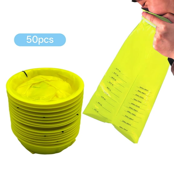 CCOCC 50Pcs Vomit Bags Disposable,Secure Closure Throw Up Bags Disposable,Outdoor Activities Throw Up Bags,yellow
