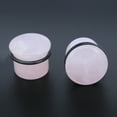 thumbnail image 2 of ZS 2Pcs Pink Single Flared Ear Plug Tunnel Natural Stone Ear Gauges Mushroom Shape Ear Stretchers Jewelry with Silicone O-Ring, 2 of 4