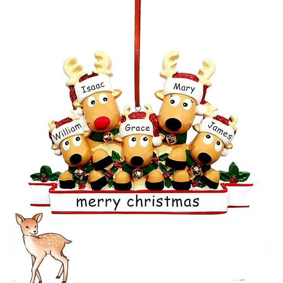 Personalized Christmas Ornaments,2026 Family of 5 Deer Christmas Ornaments,Custom Christmas Ornament with Name,Personalized Gifts for Christmas Tree,Family and Friends