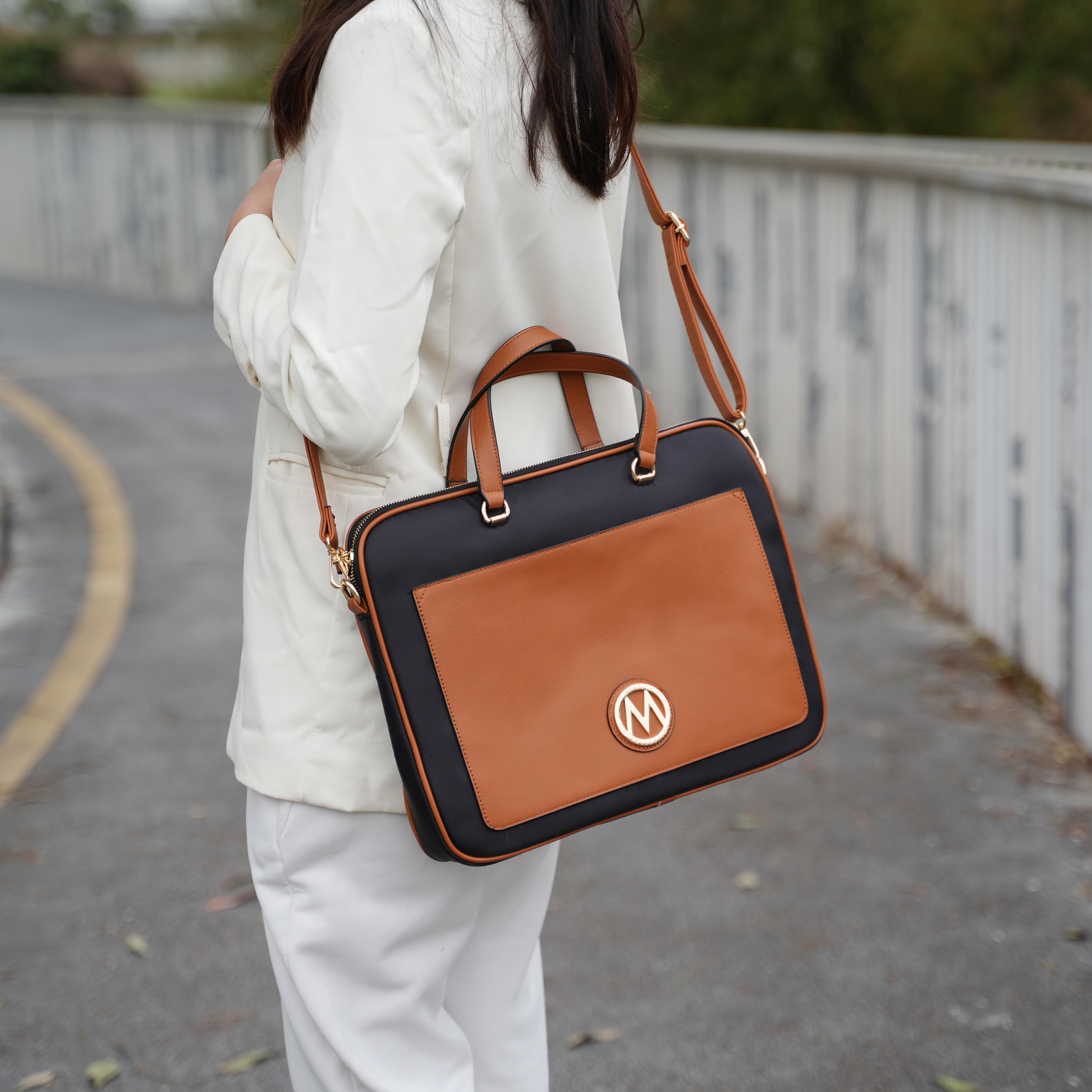 MKF Collection Nina Vegan Leather Laptop Case by Mia K - Cognac