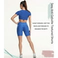 thumbnail image 2 of High Waisted Butt Lifting Yoga Shorts for Women Tummy Control Textured Ruched Shorts with Pockets Sports Gym Running Beach Hot Pants, 2 of 4