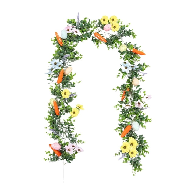 Guirnalda de Pascua, guirnalda rústica colgante de primavera, guirnalda de huevos de Pascua artificiales de 175 cm para fiesta, árbol de temporada decorativo D