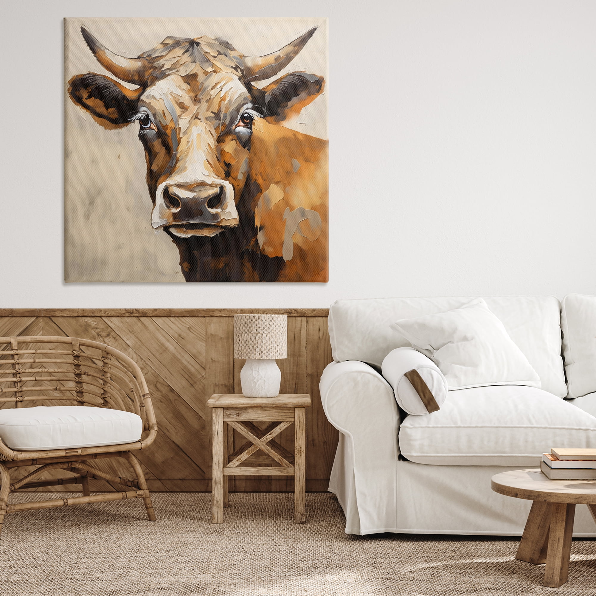 Stupell Industries Beautiful Brown Bovine Canvas Wall Art, design by Creative Studio