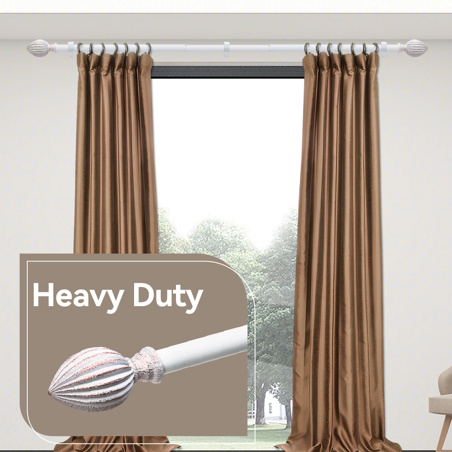 WL.Rocaille 3/4" Adjustable Standard Curtain Rod, 8"-48"