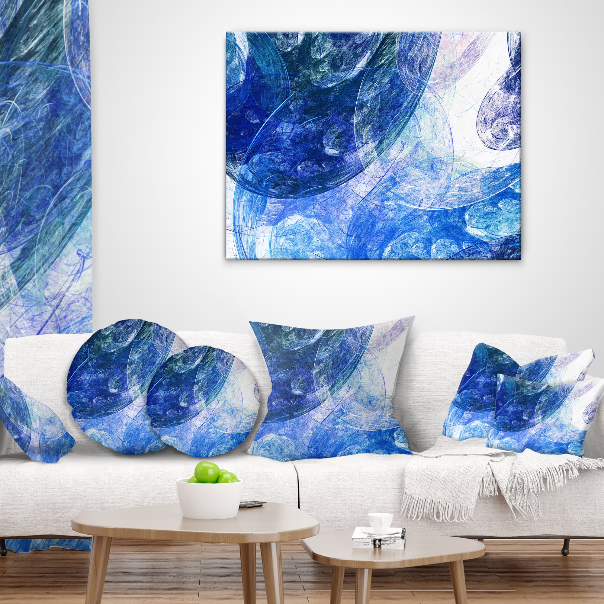 Designart Light Blue Swirling Clouds - Abstract Throw Pillow - 12x20