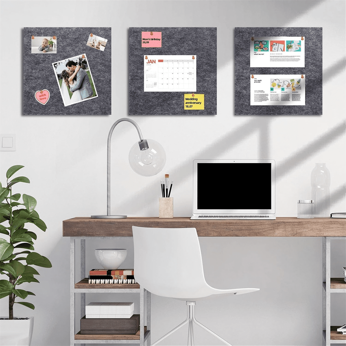Cork Board Wall Felt Board Tile with 60 Push Pins A