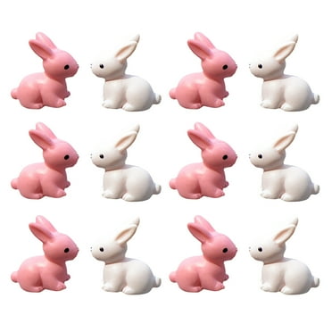 WORGEOUS  12 Pcs Mini Bunnies Rabbit Cake Decorations Bunny