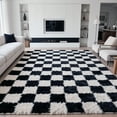 thumbnail image 4 of Large Rugs, 5'×8' Soft Fluffy Shag Indoor Floor Carpet for Living Room Bedroom Dining Room Office Home Decor,Black and White, 4 of 7