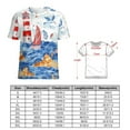 thumbnail image 2 of Lighthouse Sailboat Ocean Waves Seagulls-1 Womens Tops Women's Fashion Casual Short Sleeve Flower Print Round Neck Pullover Top Blouse, 2 of 7