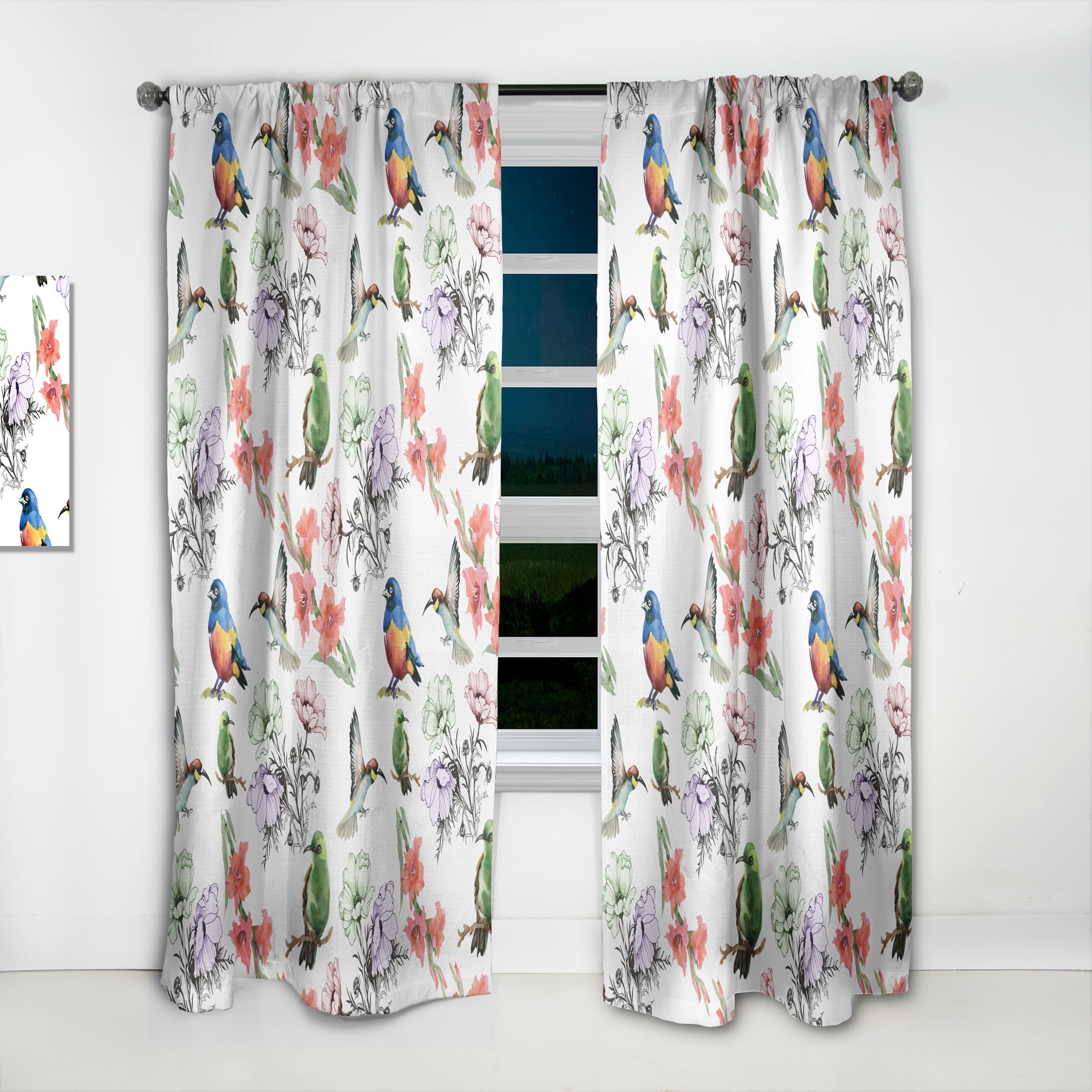 Designart 'Blossom Pink LVI' Floral Curtain Panel