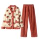 thumbnail image 1 of Gibobby Pijamas victoriano Conjunto de pijamas para mujer, cárdigan de lana, pijamas de Coral, pijamas de franela, conjunto de pantalones de pijama, ropa de casa gruesa (Rojo, L), 1 of 5