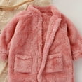 thumbnail image 3 of Toddler Girls Boys Button Fuzzy Sherpa Fleece Footie Jumpsuit Long Sleeve Plush Romper Outerwear Infant Baby Winter Warm Coat Pink 0-3 Months, 3 of 7