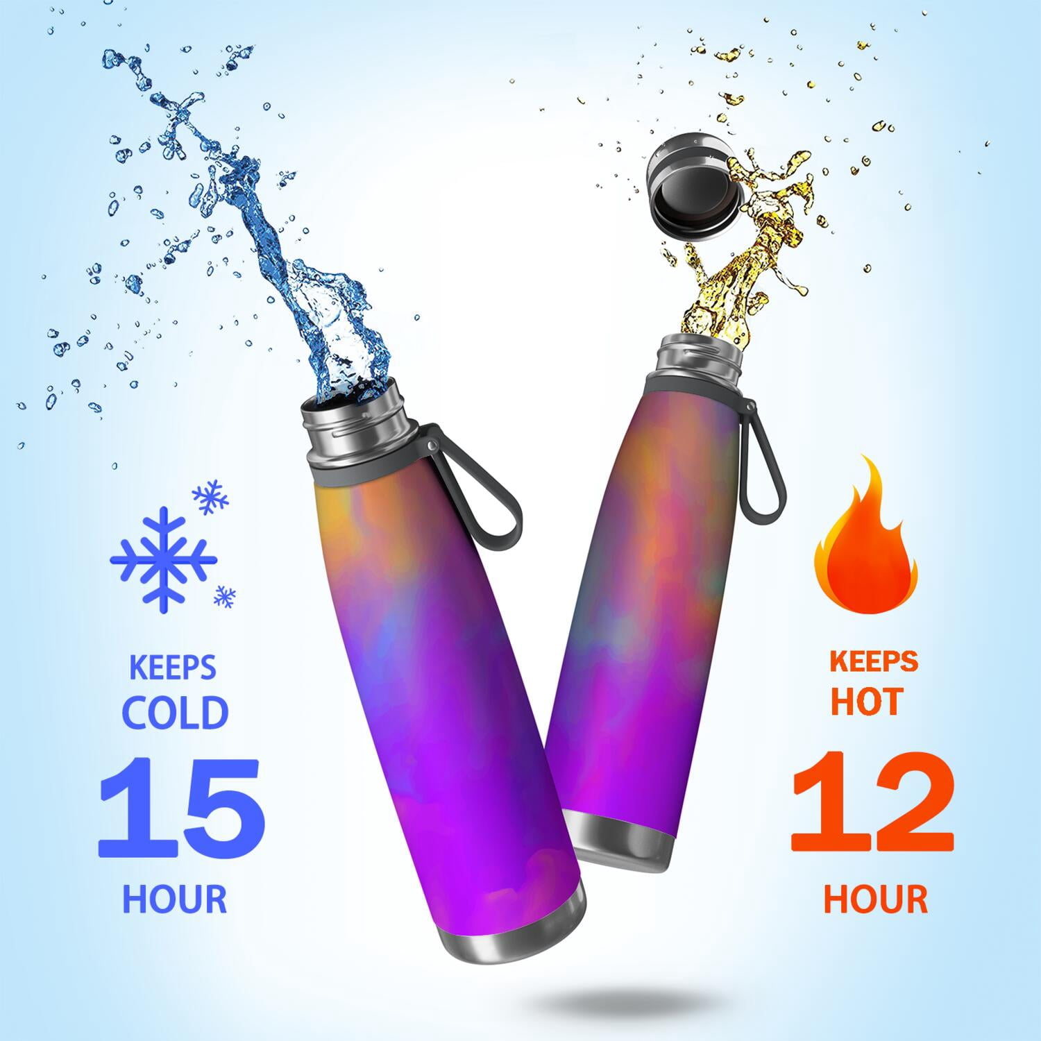29oz Insulated Water Bottle with Tea Infuser, Stainless Steel Travel Mug, Fluid Smoke Aurora Art Style
