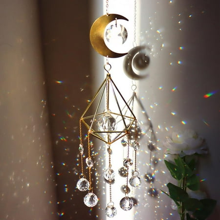 

Crystal Windchimes Handmade Sun Light Catcher Garden Window Wedding Curtain Chandelier Star Moon Pendant Home Decor Wind Chime