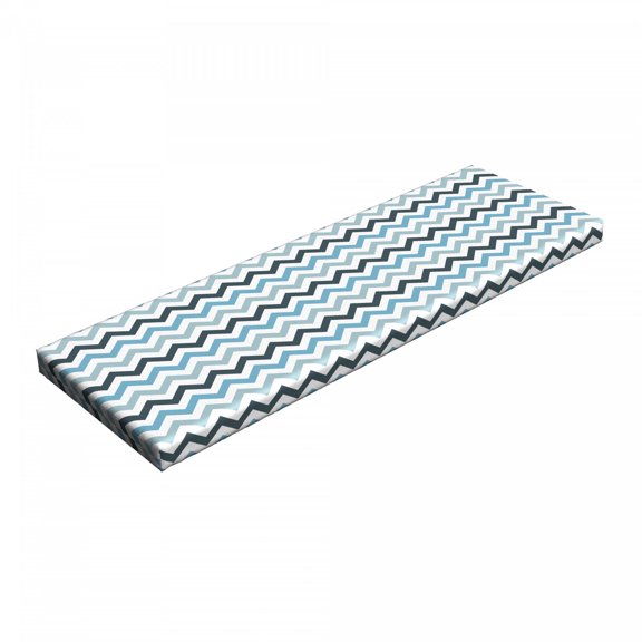 Blue Bench Pad, Ocean Inspired Image with Sharp Zig Zag Chevron Image, HR Foam Cushion with Decorative Fabric Cover, 45" x 15" x 2", Pale Blue Dark Blue, by Ambesonne