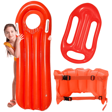Inflatable Surf Body Board with Back Float,Inflatable Surfboard Kickboard with Handles Foldable,3 Pack Swimming Pool Floating Water Boards Learn to Swim,Portable Boogie Boards for Kids