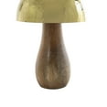 thumbnail image 6 of 9", 7", 6"H Gold Stainless Steel Metal Handmade Hammered Mushroom Sculpture with Brown Mango Wood Bases, by DecMode (3 Count), 6 of 12