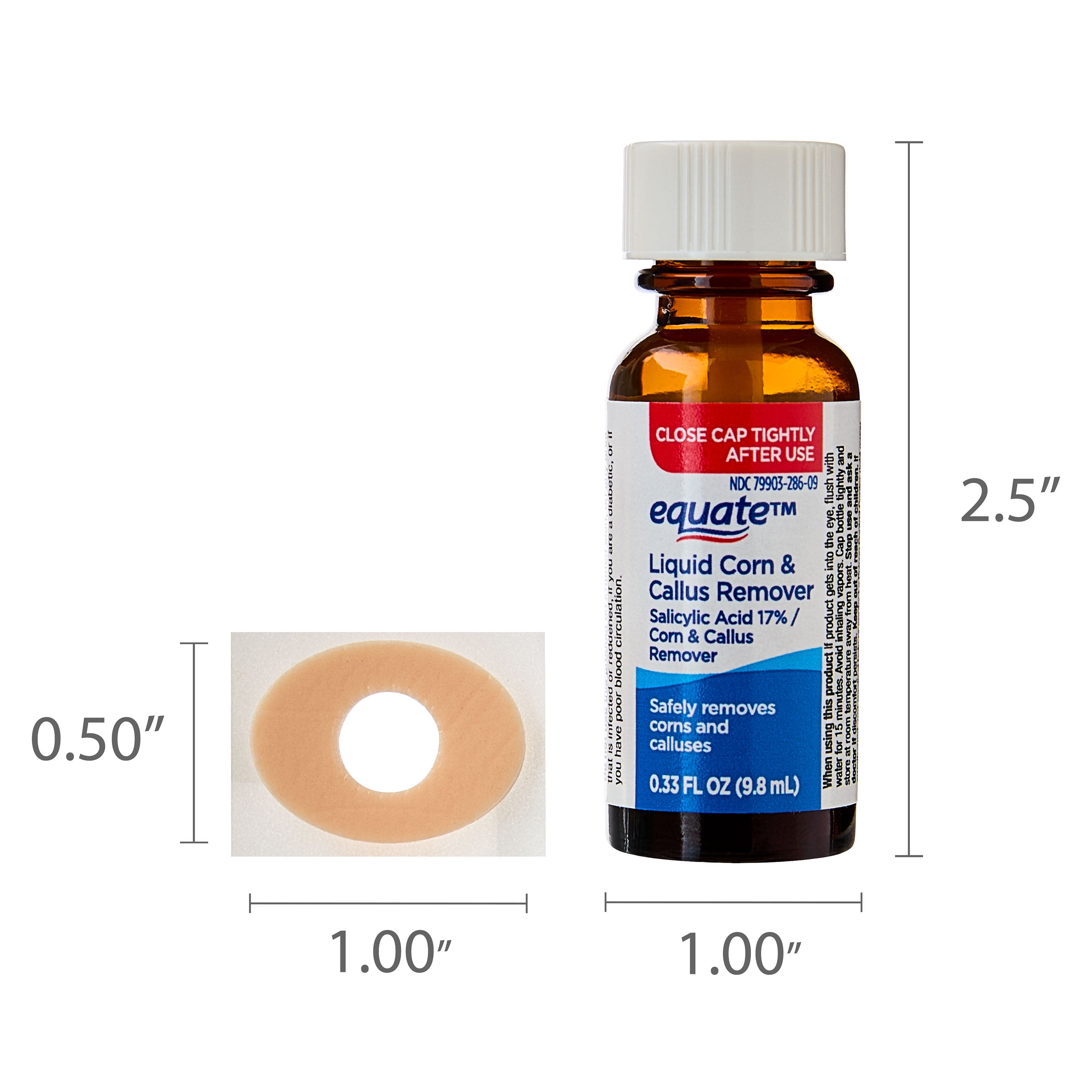 Equate Liquid Corn & Callus Remover with 3 Cushions, 0.33 fl oz, Compare to Dr Scholl's® Liquid Corn/Callus Remover