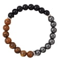 thumbnail image 2 of Pulsera con cuentas de ojo de tigre y meteorito Triple energía positiva Elástica y ajustable Joyería unisex hecha a mano para hombre y mujer, 2 of 5