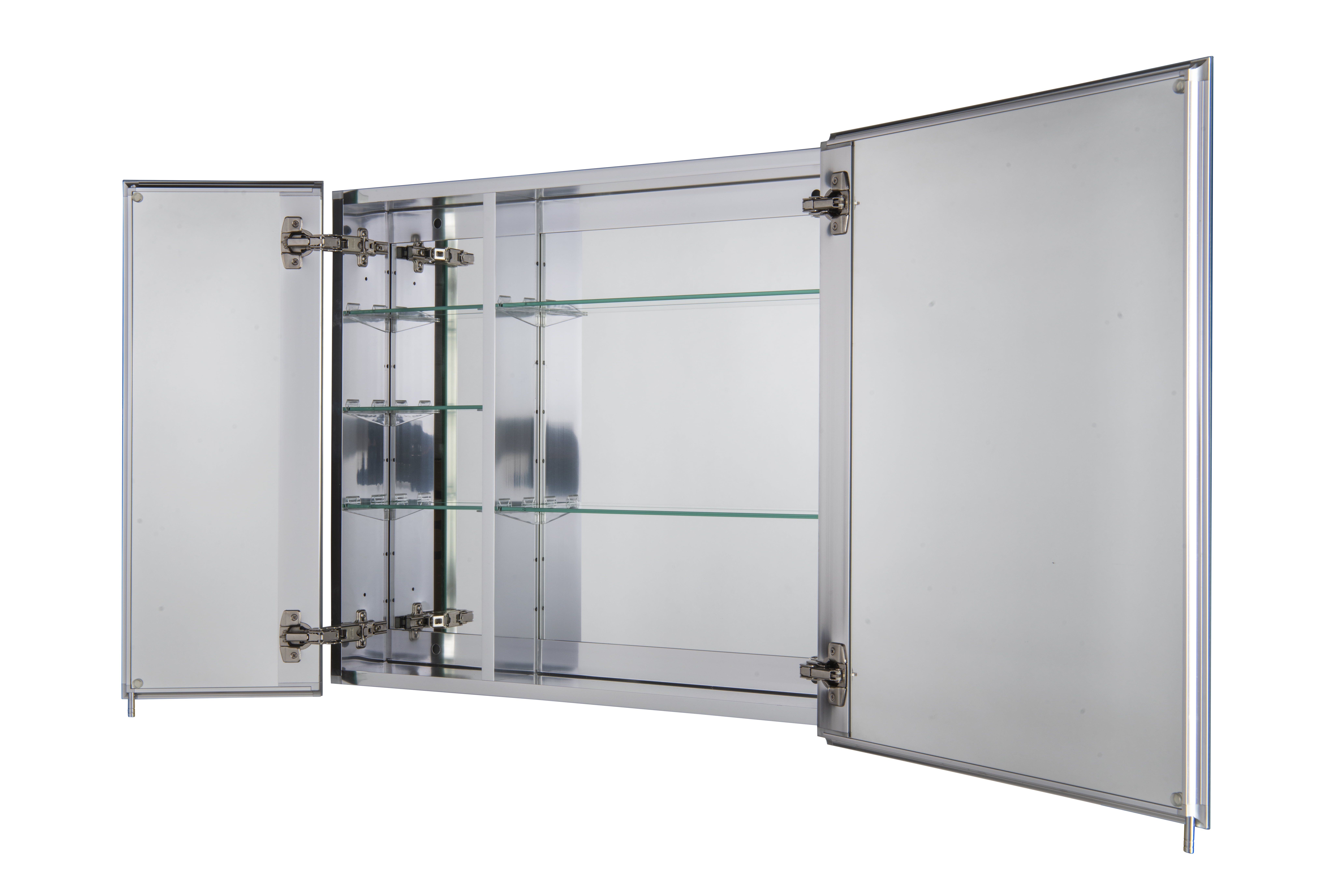 Croydex Halton Double Door Aluminium Bathroom Medicine Cabinet in Chrome (30x26in)