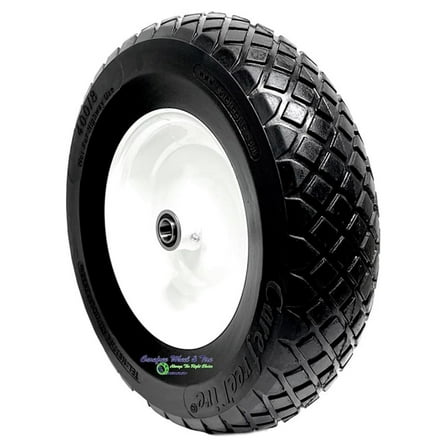 Flat Free 4.80/4.00-8 Tread, Wheelbarrow Wheel (6" Center Hub, 1" Bore)