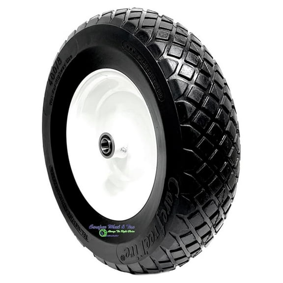 Flat Free 4.80/4.00-8 Tread, Wheelbarrow Wheel (6" Center Hub, 1" Bore)
