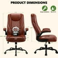 thumbnail image 2 of COOLHUT Big and Tall Office Chair, Executive Home Office Desk Chairs, Ergonomic Computer Faux Leather Desk Chair with Adjustable Flip-Up Arms, Lumbar Support Swivel Task Chair, Vintage Brown, 2 of 17