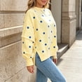thumbnail image 4 of Vynhevius Women's Polka Dot Sweatshirt Crew Neck Long Sleeve Side Split Loose Fit Casual Pullover Tops, 4 of 8