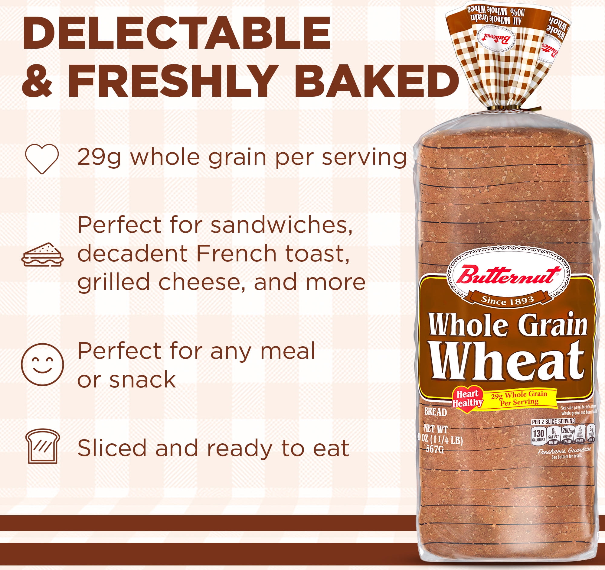 Butternut Whole Grain Wheat Bread, 20 oz