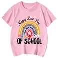 thumbnail image 4 of Girl Shirts Size 7-8 Last Day of School Graphic Print Short Sleeve Crewneck T Shirts Loose Fit Casual Tops Summer Clothes,A-Pink,140(8-9 Years), 4 of 4