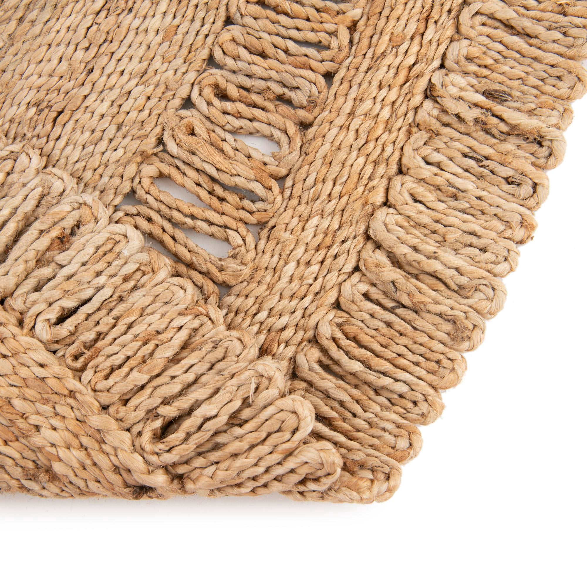 Unique Loom Braided Jute Collection Area Rug - Floral (6' 1" Round Natural)