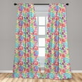 thumbnail image 5 of Ambesonne Paisley Curtains, Modern Striped Oriental, Pair of 28"x63", Multicolor, 5 of 5