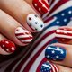 thumbnail image 1 of 4th of July Press on Nails Short Square Fake Nails with American Flag Star, 1 of 5