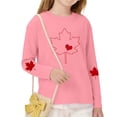 thumbnail image 5 of FAVIPT Kids Long Sleeve Tshirts Boys Girls Maple Leaf Print Crewneck Tees Casual Cute Comfortable Pullover Tops Pink,11 Years, 5 of 8